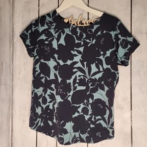 {3/$20} Ann Taylor Navy Light Blue Floral Top